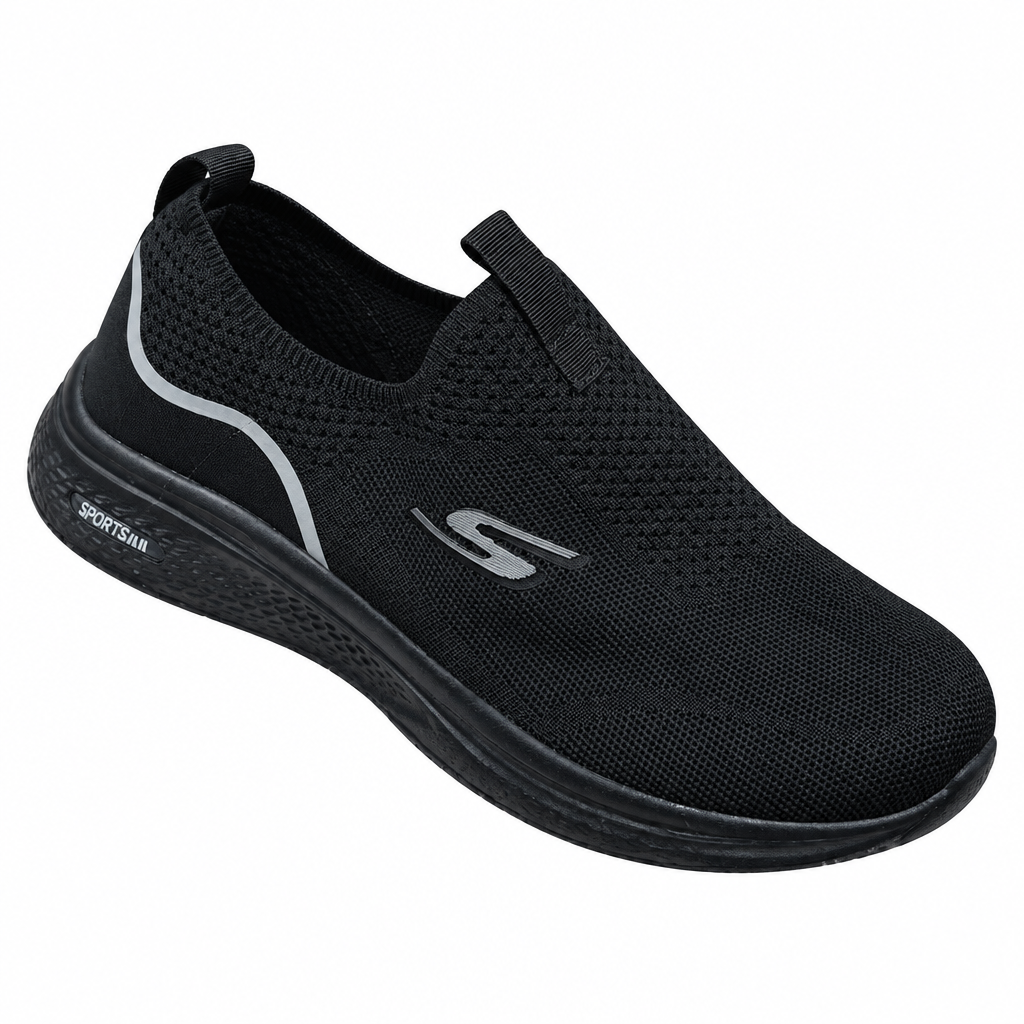 Product-only black knit sneaker preview