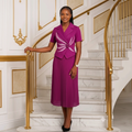 Purple Miyaki Blazer & Pleated Skirt Set – Model Shot