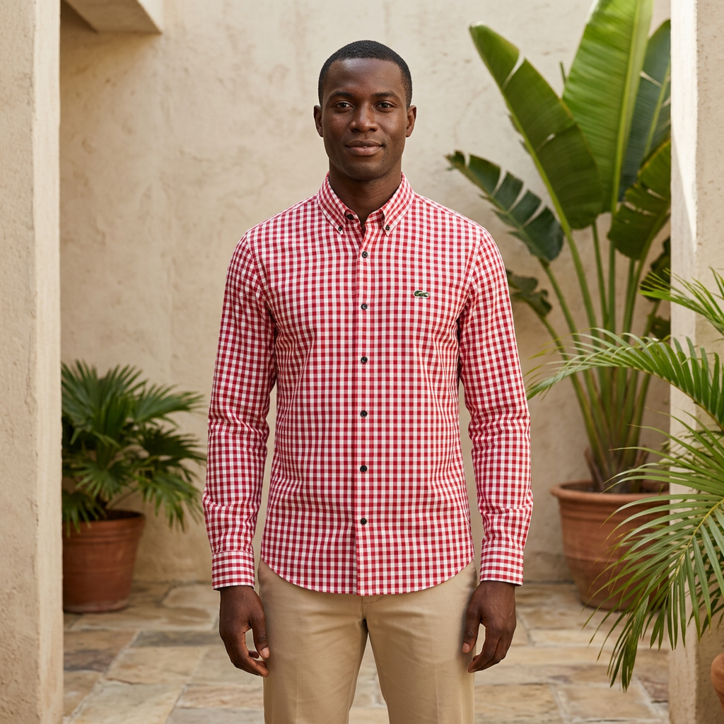 Red gingham shirt model preview