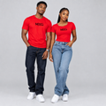 Red MBAG Logo Top – Man & Woman Model Shot