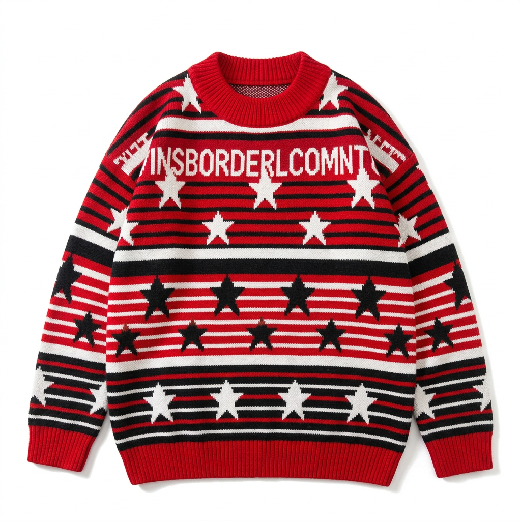 Red star-and-stripe sweater product preview