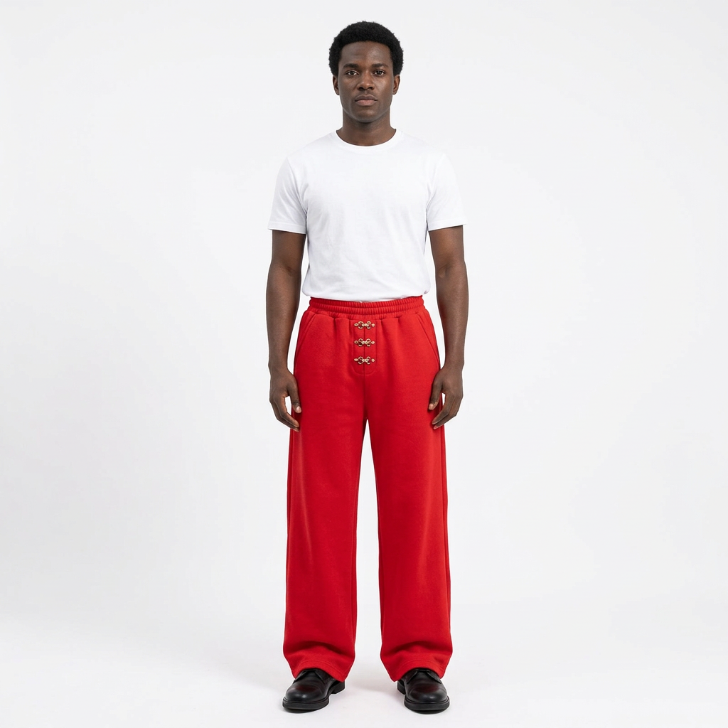 Red trousers model