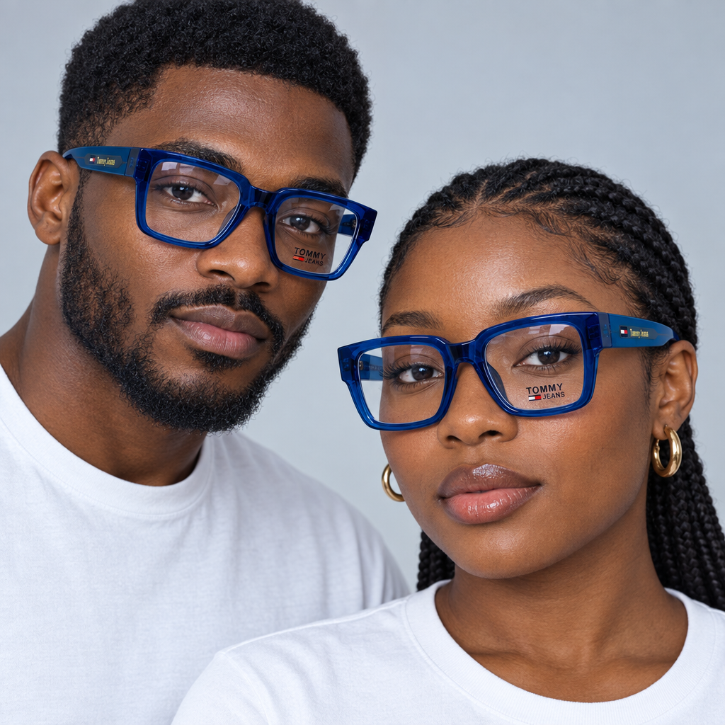 Unisex Blue Rectangular Fashion Eyeglasses