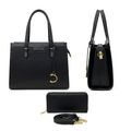 Women’s Black Structured Tote Bag with Matching Wallet