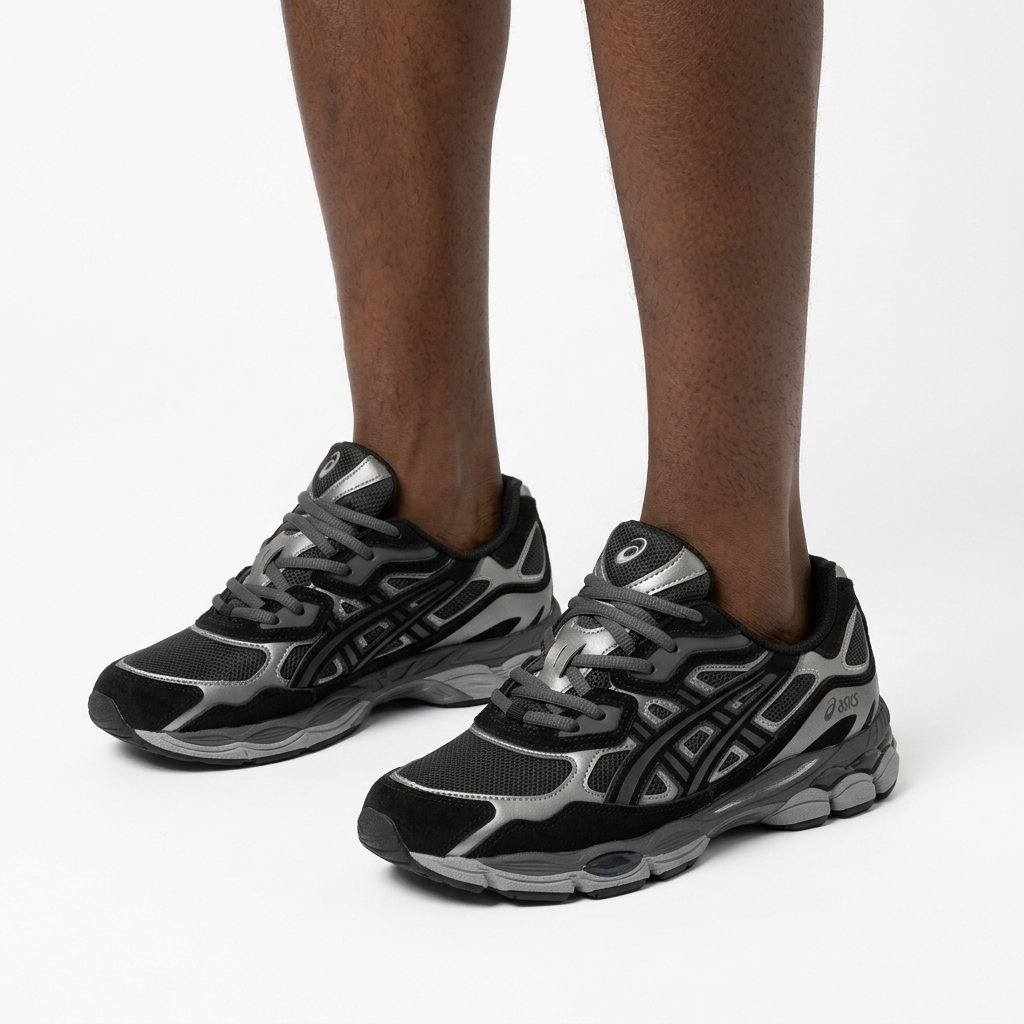 Revised black and silver sneaker model shot