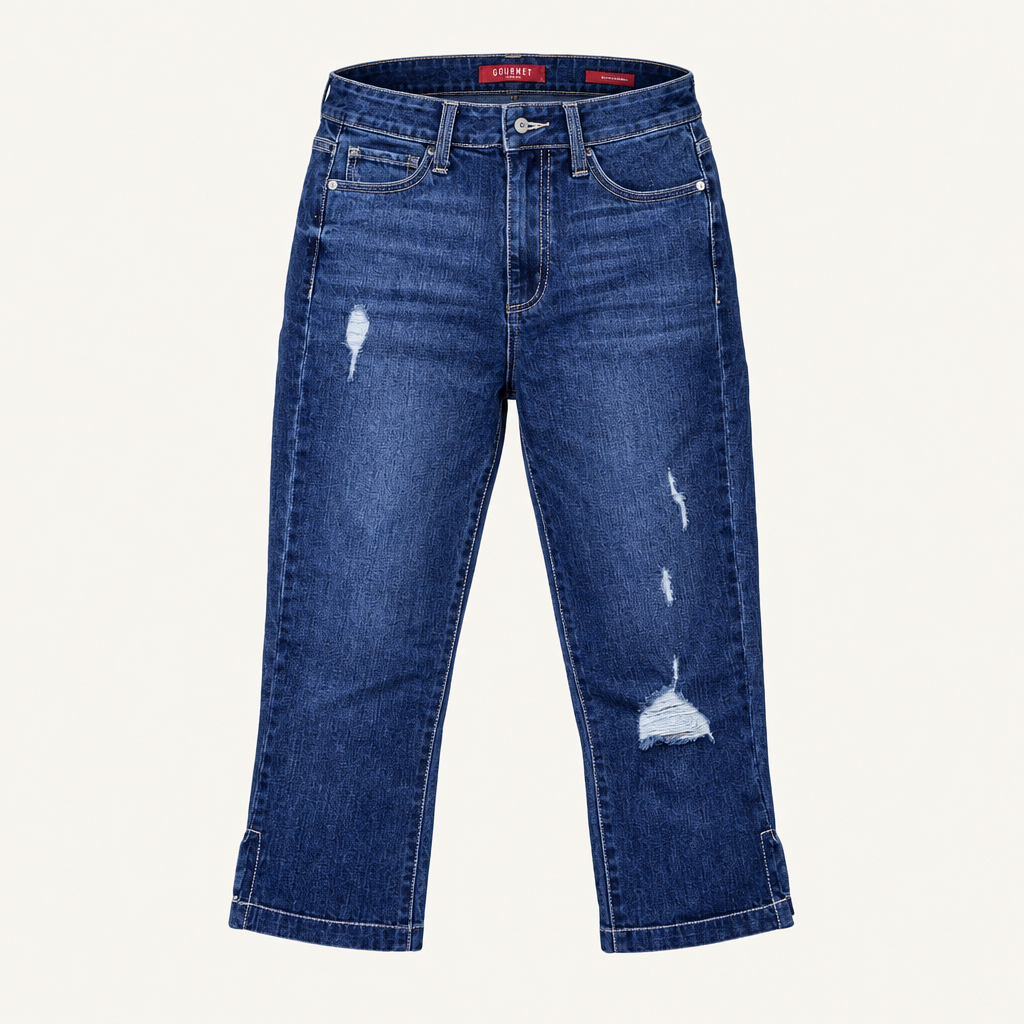 Women's Dark Blue Distressed Jeans