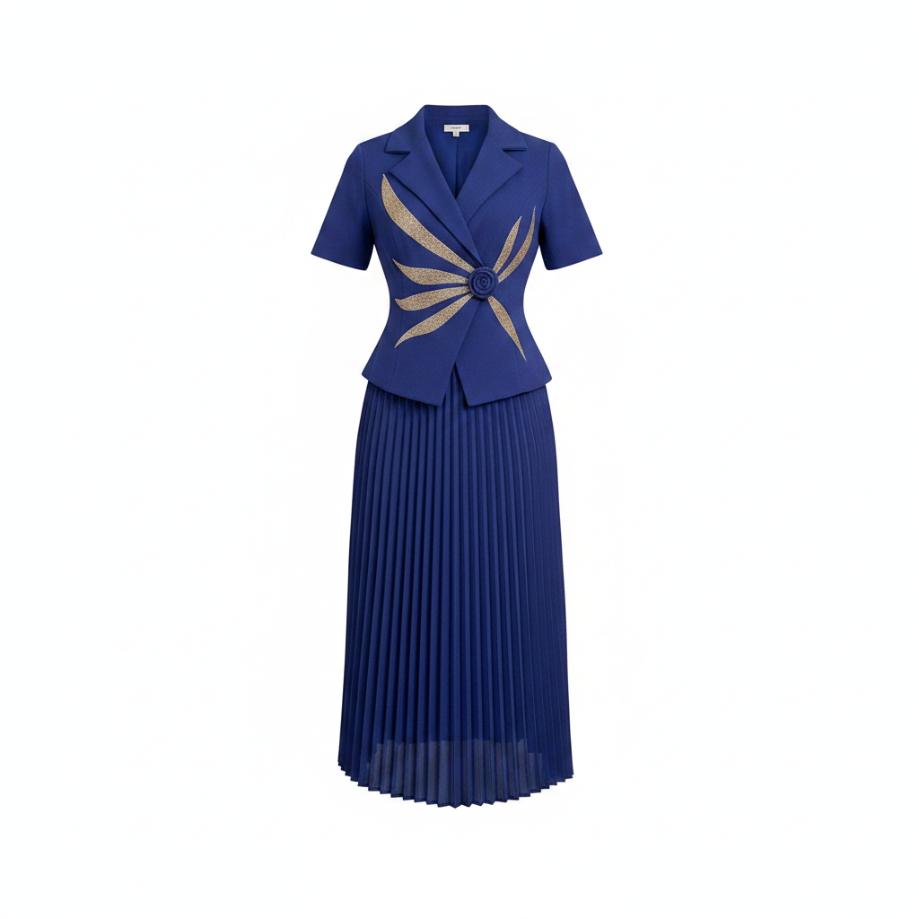 Royal Blue Miyaki Blazer & Pleated Skirt Set – Ghost Mannequin