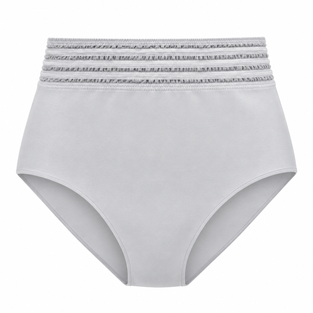 Ruched Waist Midi Brief – Light Grey