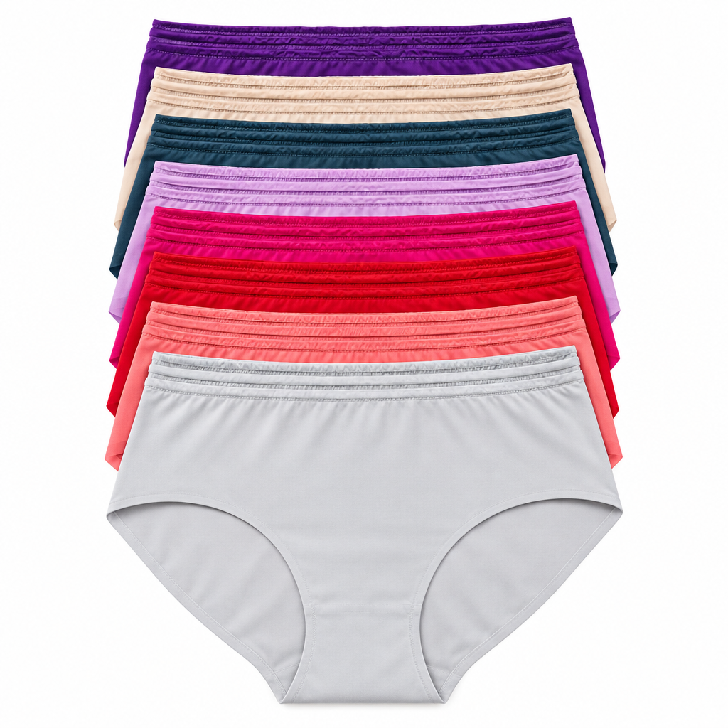 Ruched Waist Midi Briefs – Stacked Pack Shot