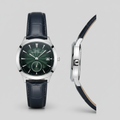 Silver-tone dark green dial watch catalog image