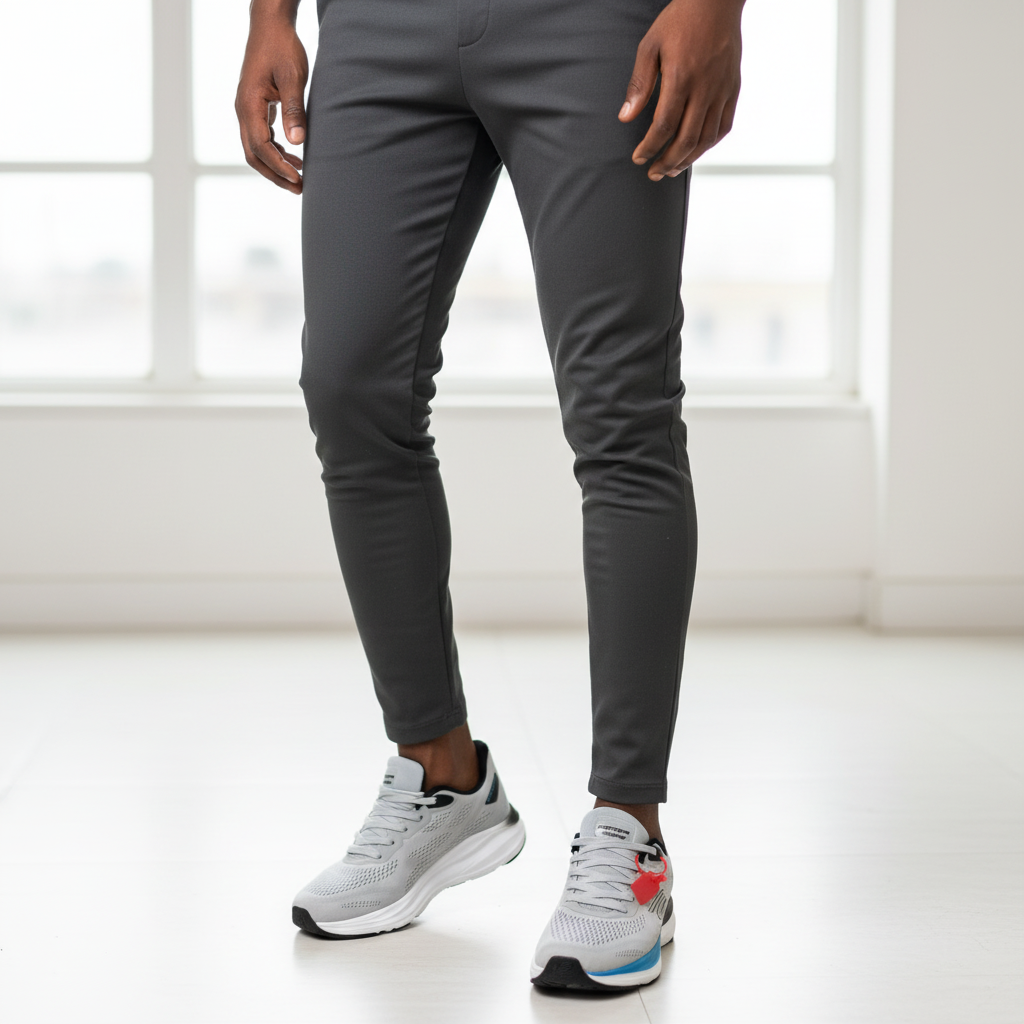 Skechers Go Run Grey Cyan – Model Leg Shot