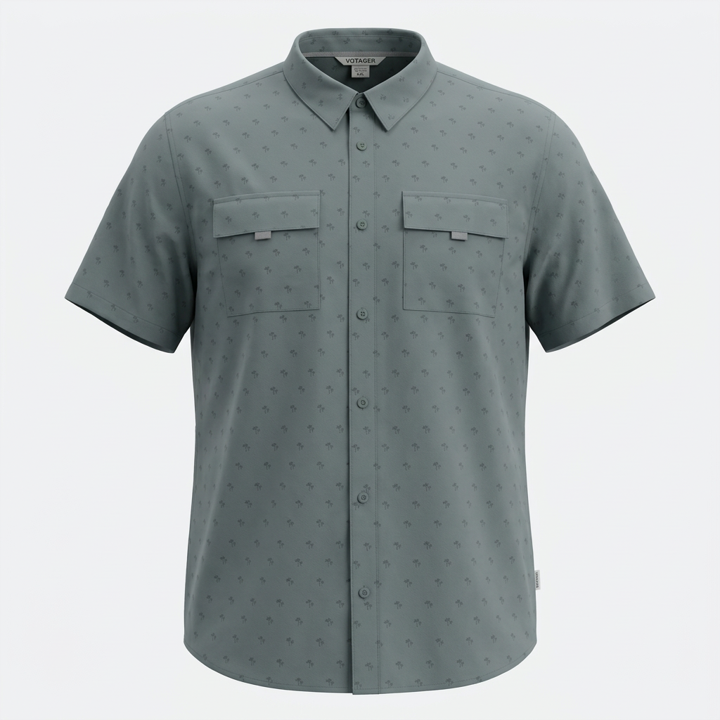 Slate-grey shirt on an upright invisible mannequin