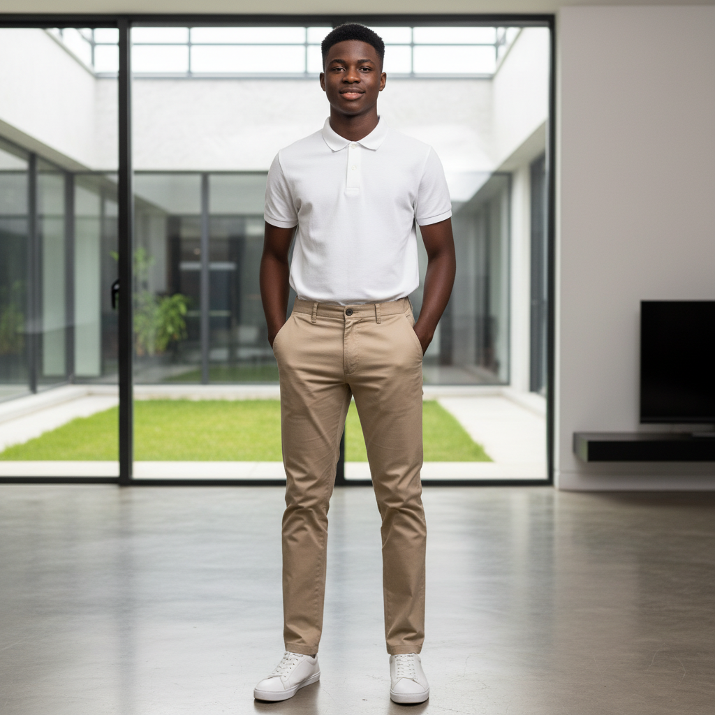 Slim-Fit Khaki Chino Trousers – Teen Model Shot