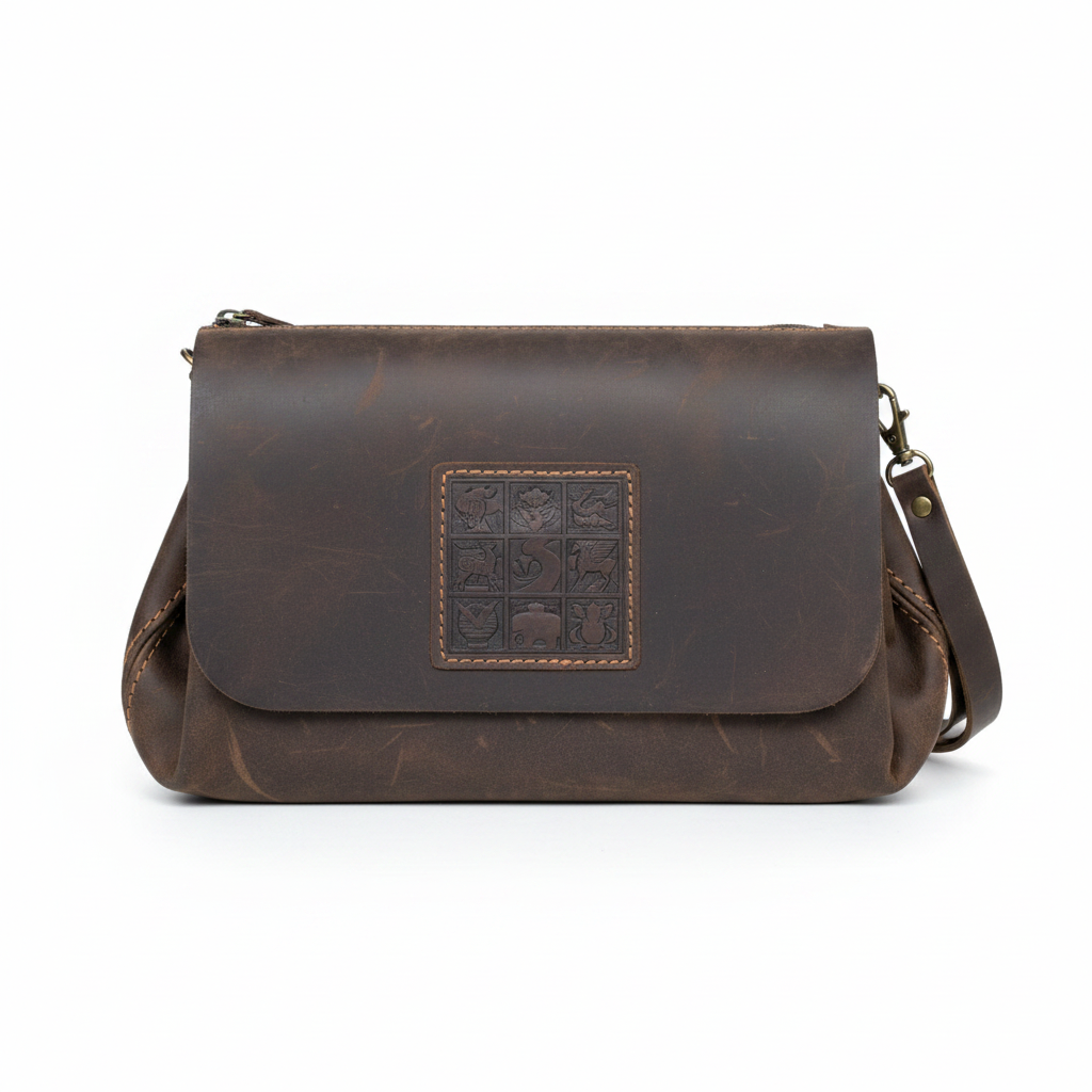 Sobar Brown Leather Animal Motif Clutch – Ghost