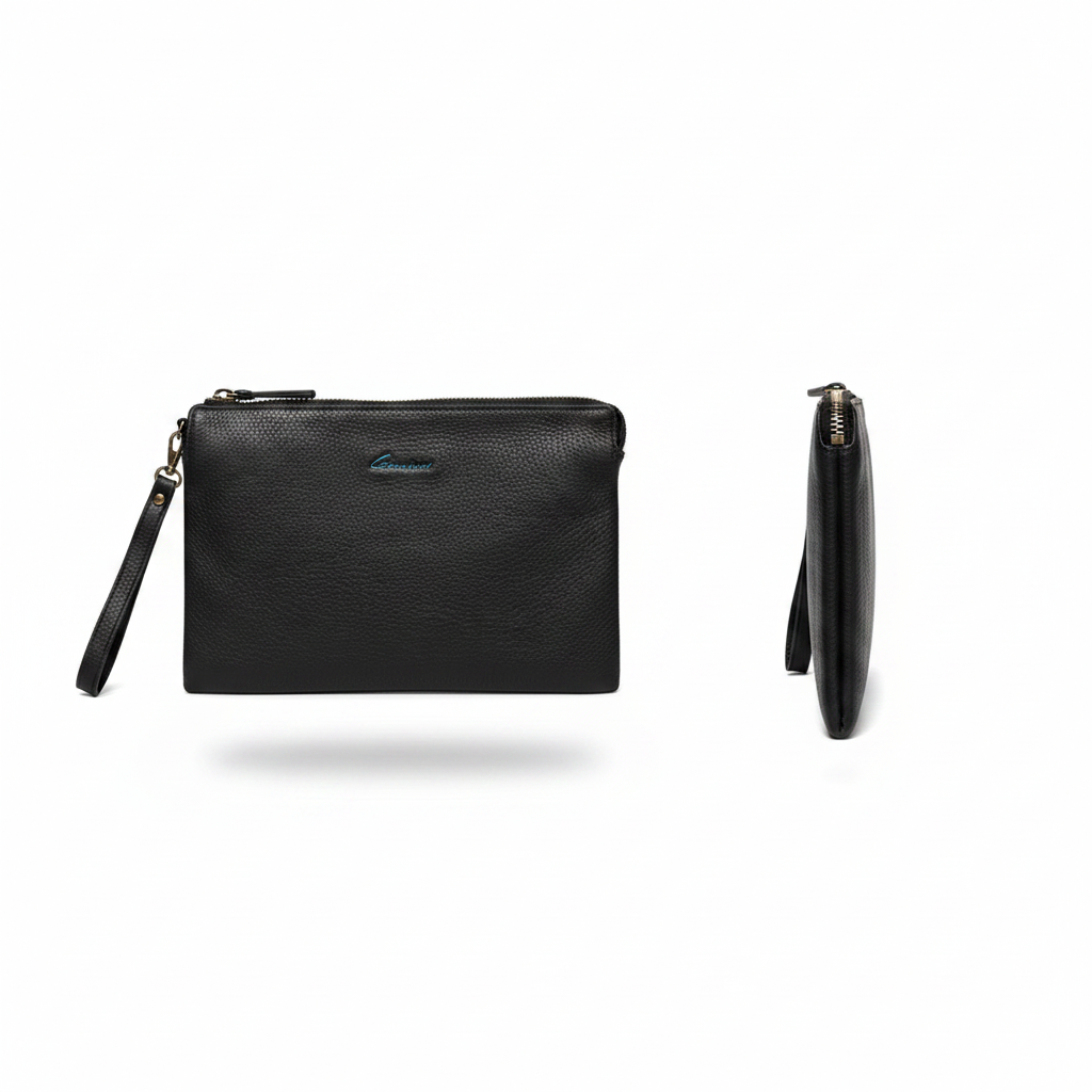 Sobar Plain Black Leather Clutch – Ghost Redo
