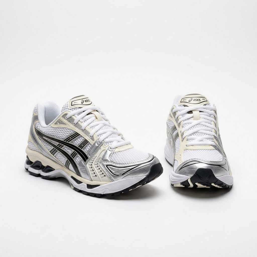 Source-matched silver and white sneaker preview