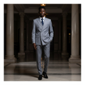 Steel Grey Double-Breasted Suit - Full Square