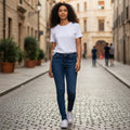 STEEZU deep indigo high-rise skinny jeans made from stretch denim with a contouring fit and a secure waist.