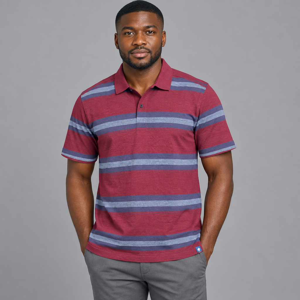 Striped polo model