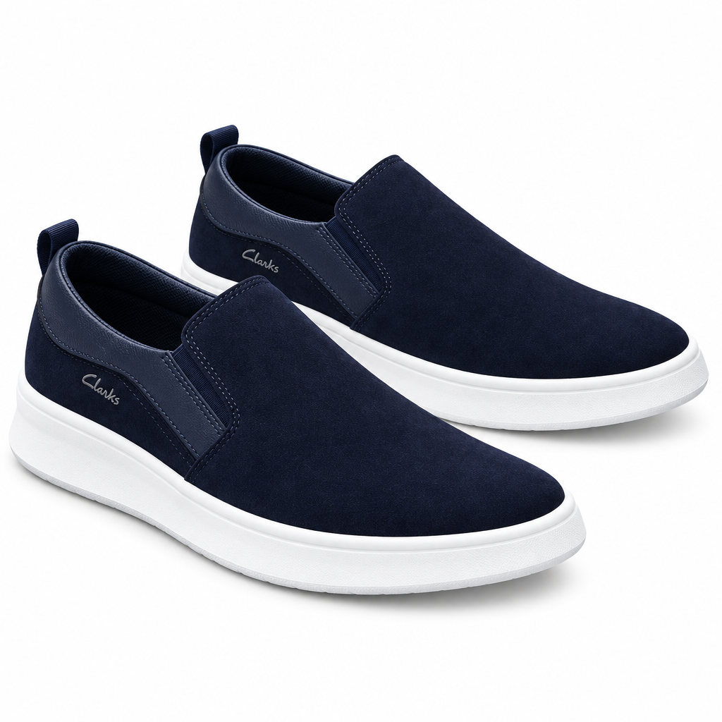 Suede Slip-On Sneaker – Navy, Ghost Mannequin
