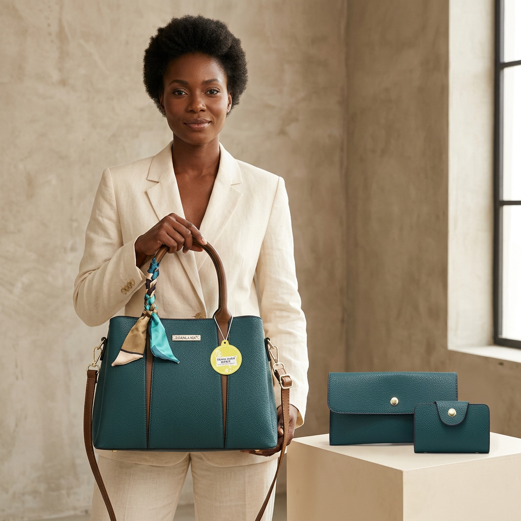 Teal scarf-handle handbag model preview