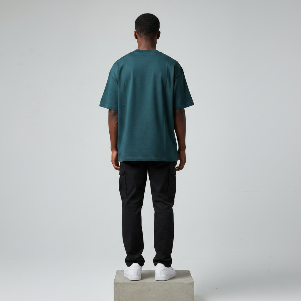Teal Seventeen Graphic Tee - Male Model Back Plain