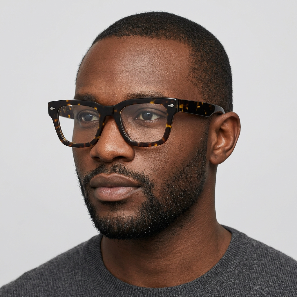 Tortoiseshell rectangular glasses model preview