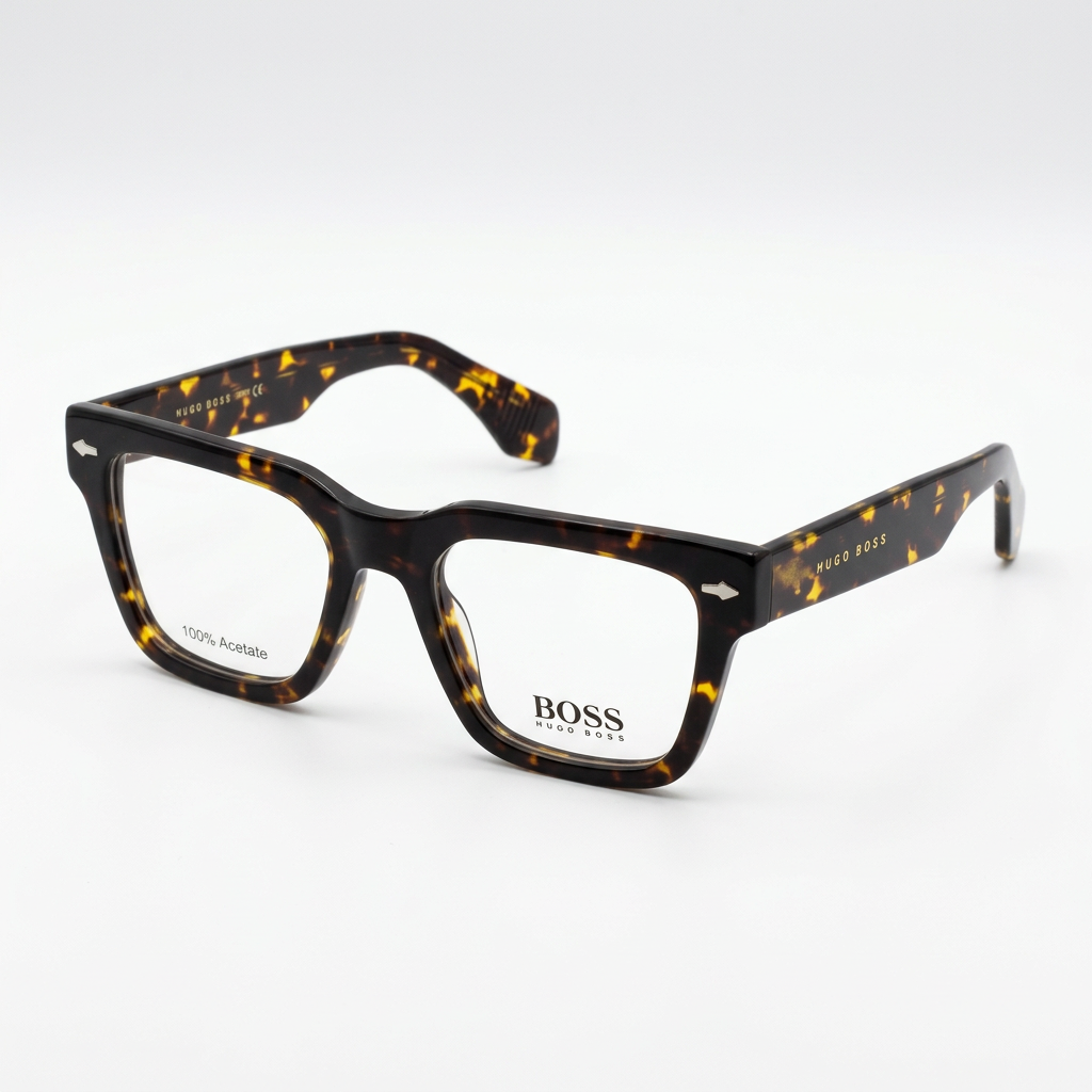 Tortoiseshell rectangular glasses studio preview