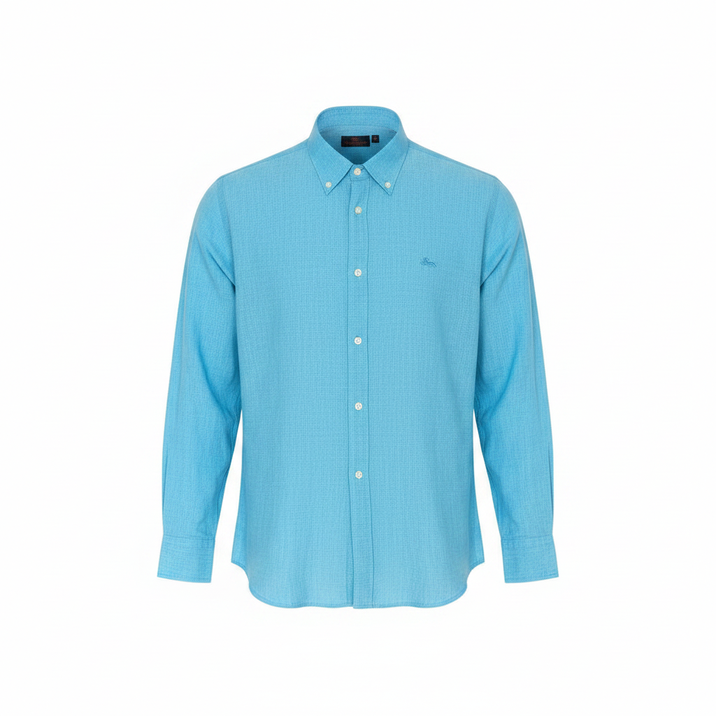 Turquoise Linen Shirt – Front Ghost Mannequin