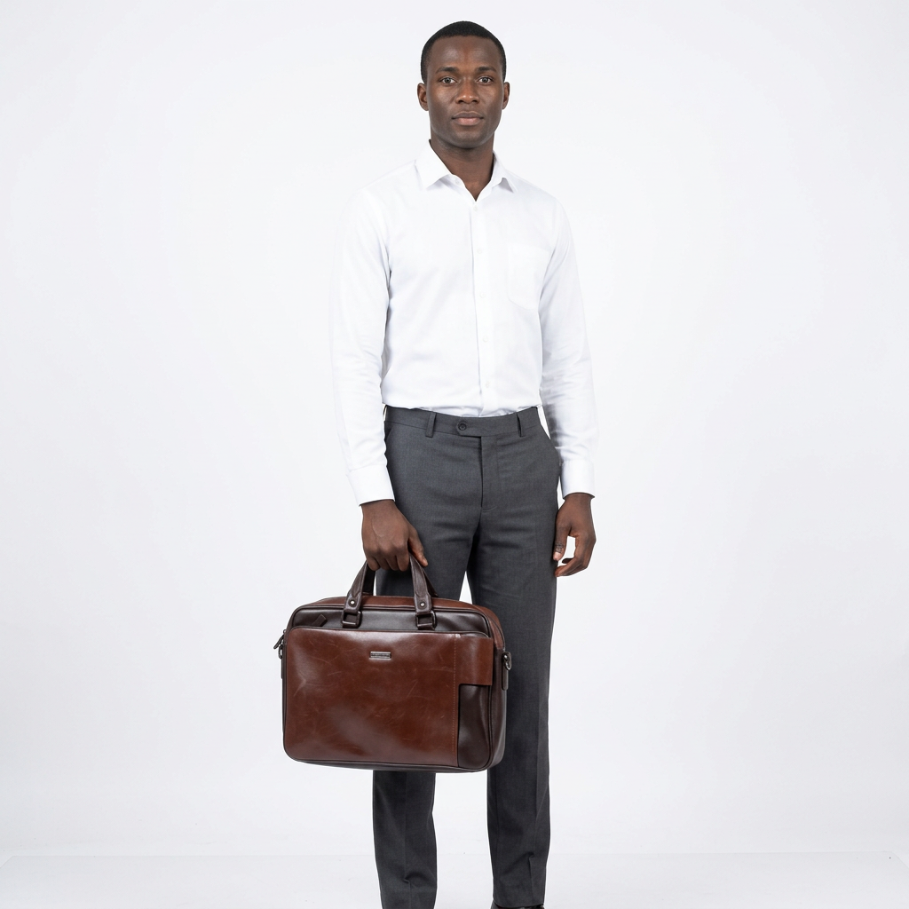 Two-tone brown laptop bag model preview