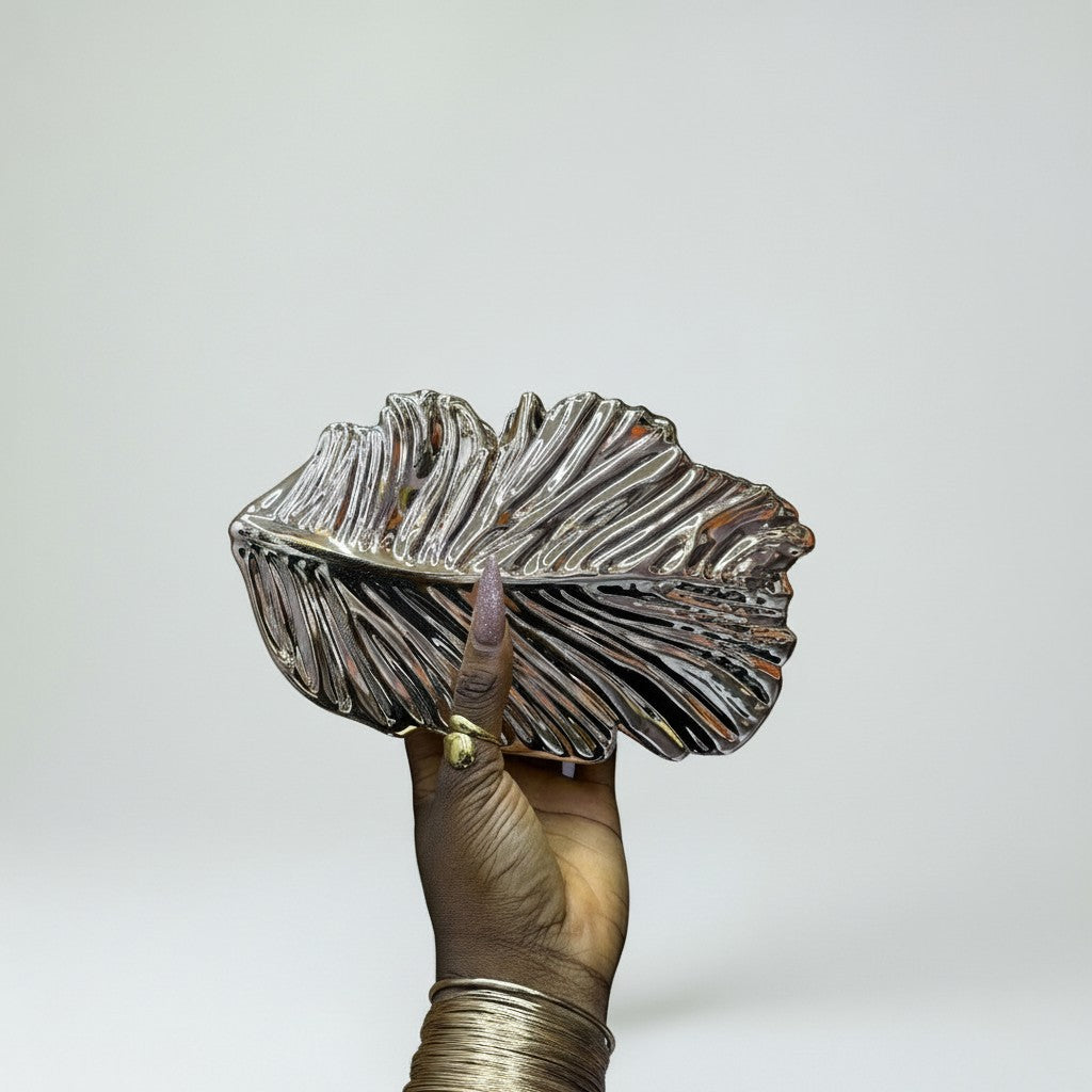 Gold Leaf Metallic Clutch Evening Purse