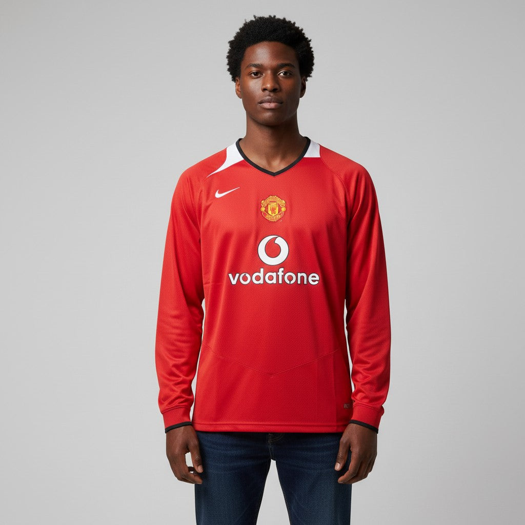 Red Retro Long Sleeve Home Jersey – Vodafone