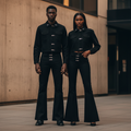 Unisex – Black Star-Collar Denim Flare Set
