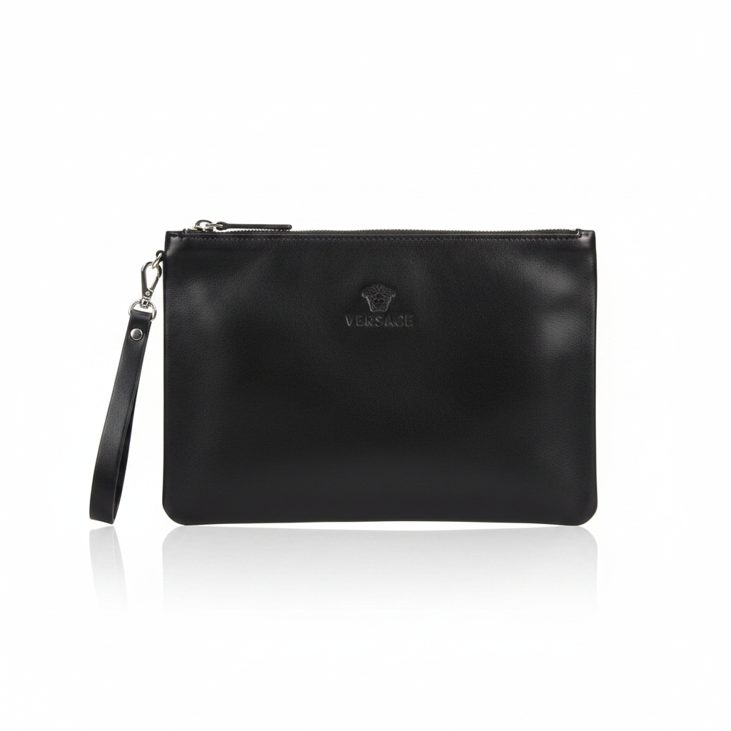 Versace Black Leather Medusa Clutch – Ghost