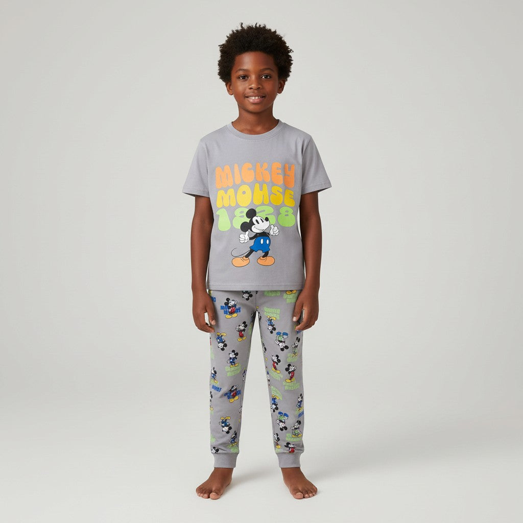 Grey Cartoon-Print Two-Piece Children's Pyjamas