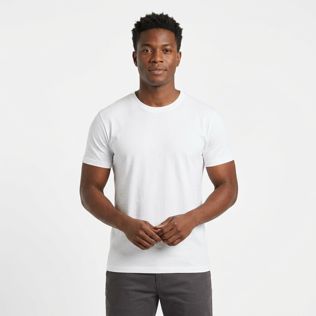 White crew-neck T-shirt model preview