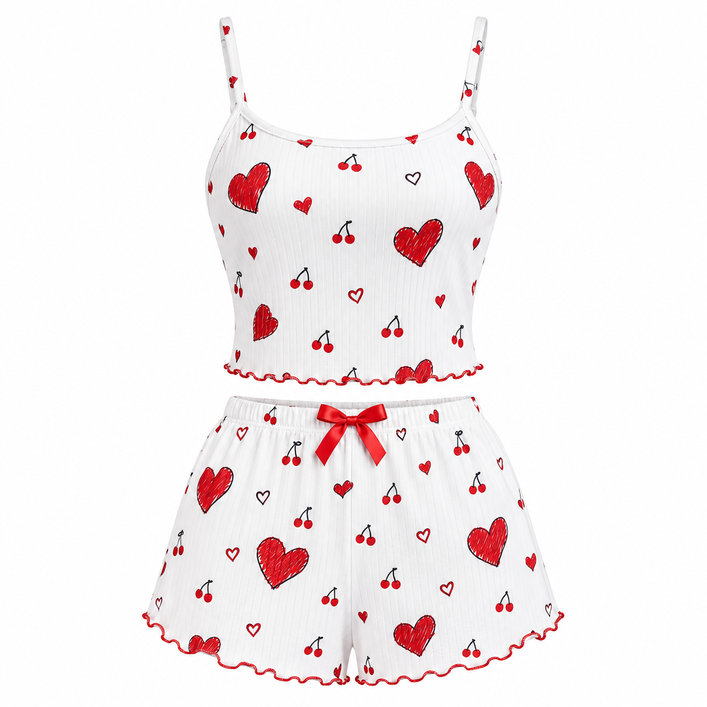 White Doodle Heart & Cherry Mix – Ghost Mannequin