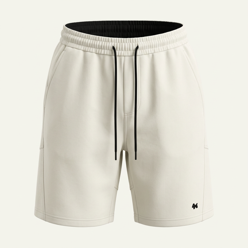White drawstring shorts ghost mannequin preview